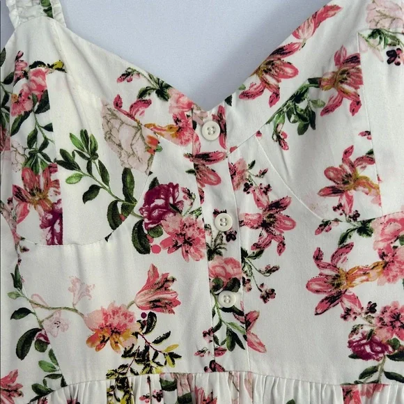 Forever 21 Cream Midi Dress with Pink Floral Print - Picture 9 of 9